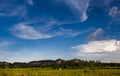 Agricultural plots with mountains landscape